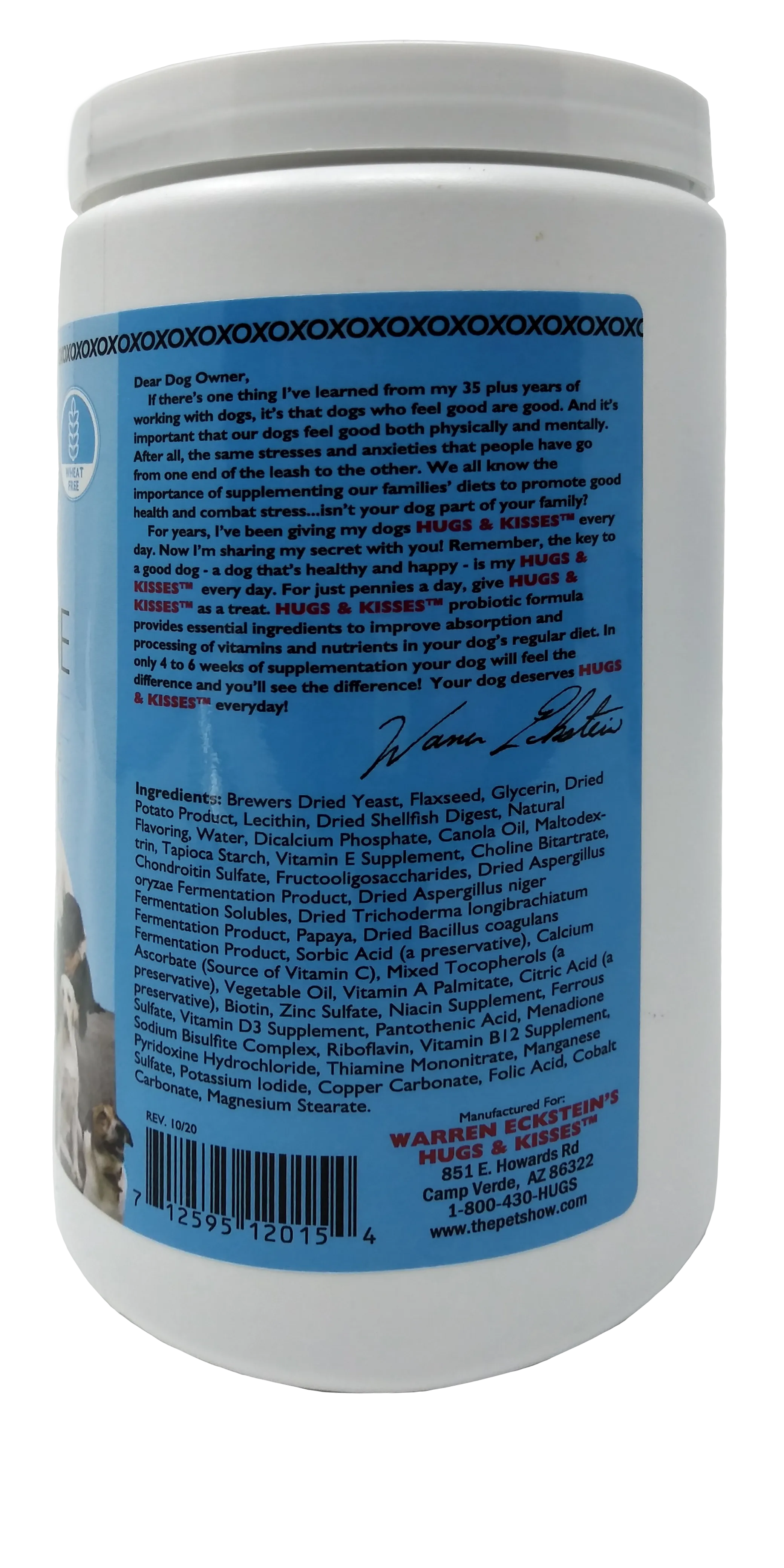 Hugs & Kisses Four-In-One Vitamin Mineral Supplement Treat for Dogs Medium Jar