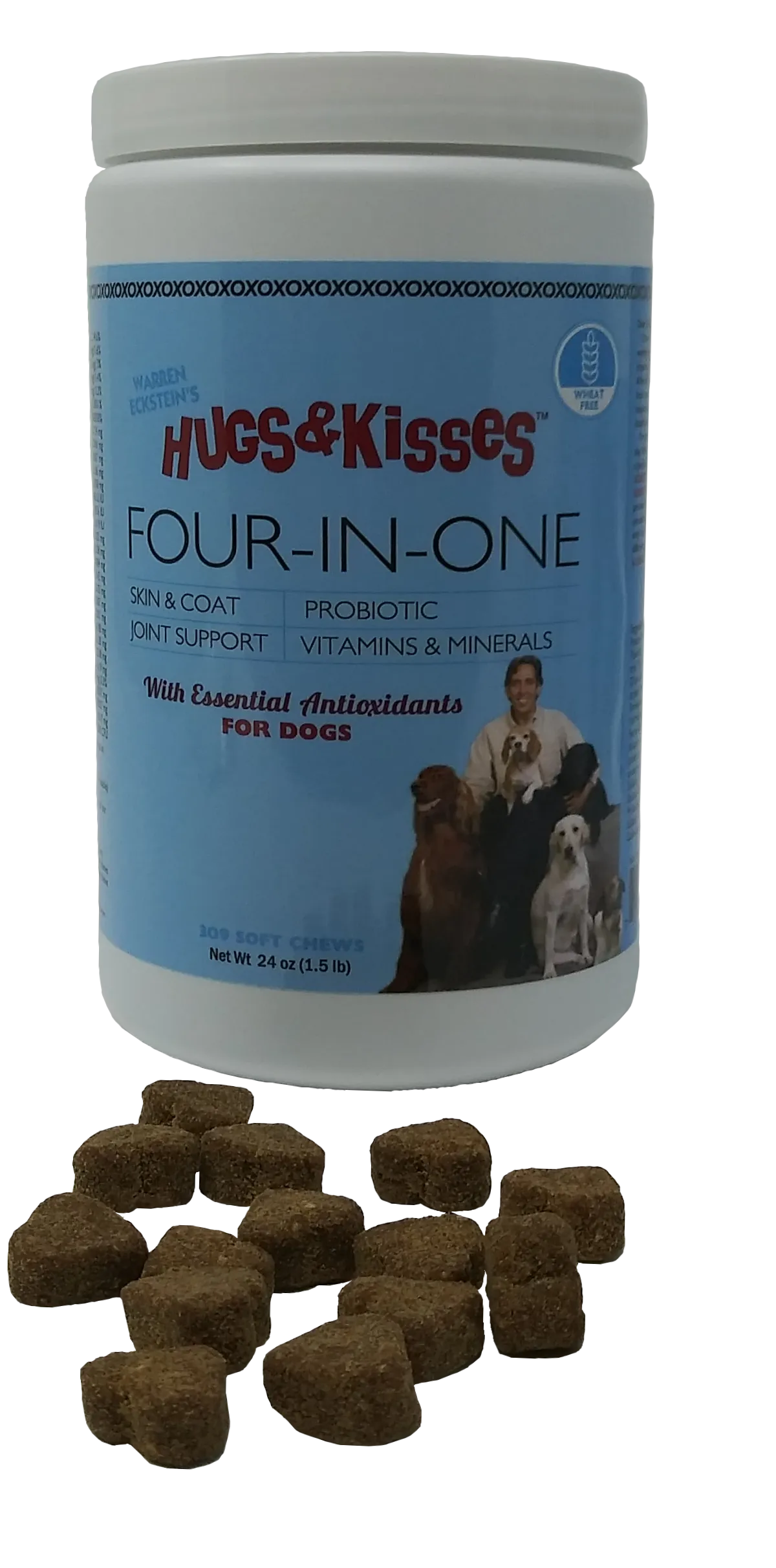 Hugs & Kisses Four-In-One Vitamin Mineral Supplement Treat for Dogs Medium Jar