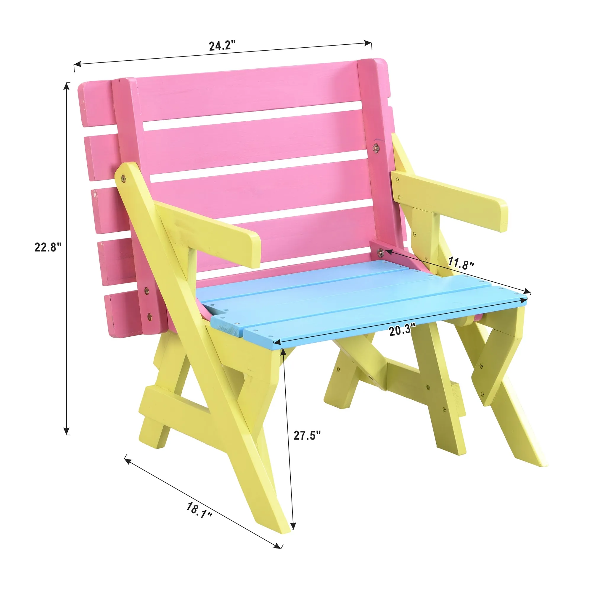 KID'S MULTI-FUNCTIONAL ARM CHAIR,TABLE  2 BENCHES (All-in-one)