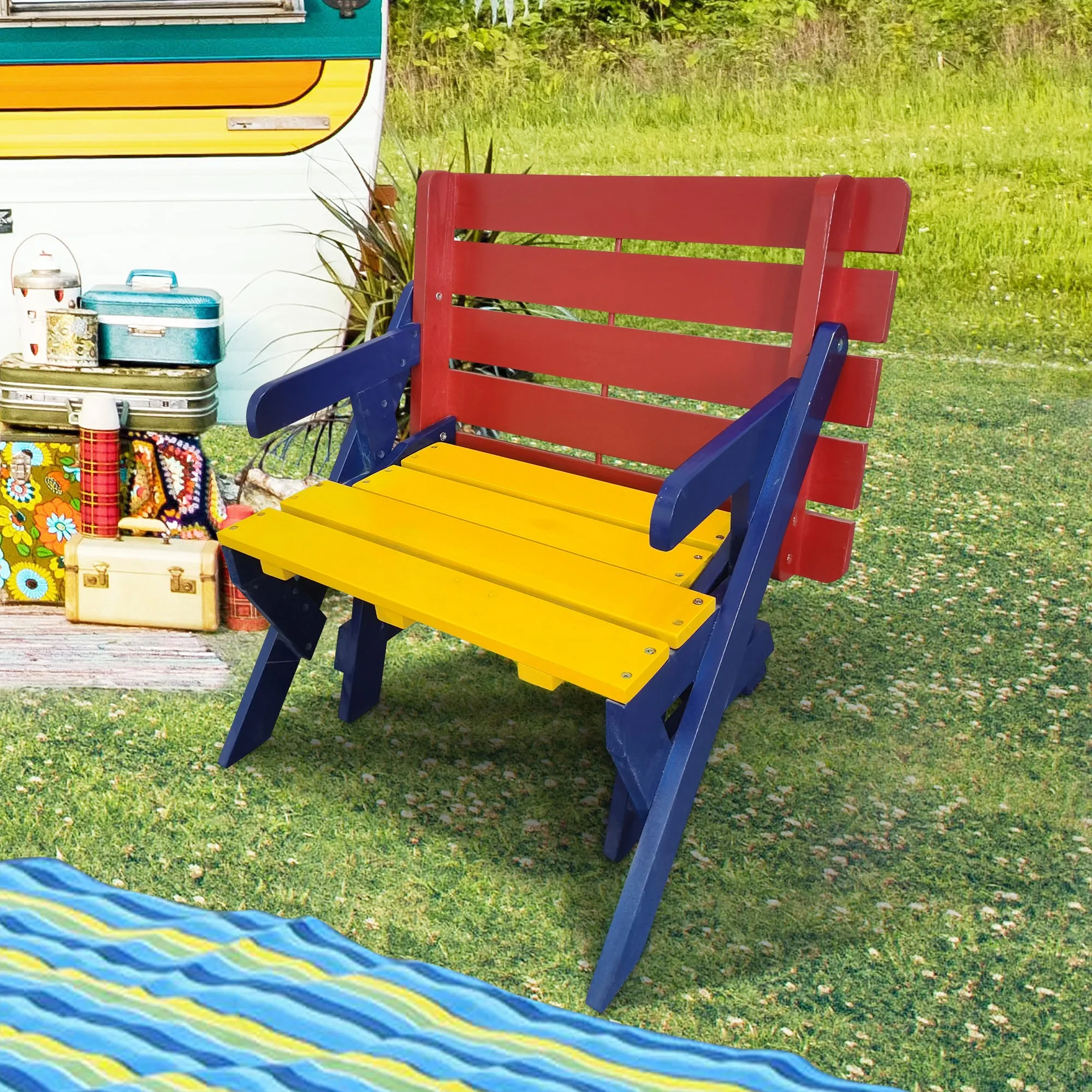 KID'S MULTI-FUNCTIONAL  ARM CHAIR,TABLE  2 BENCHES (All-in-one)