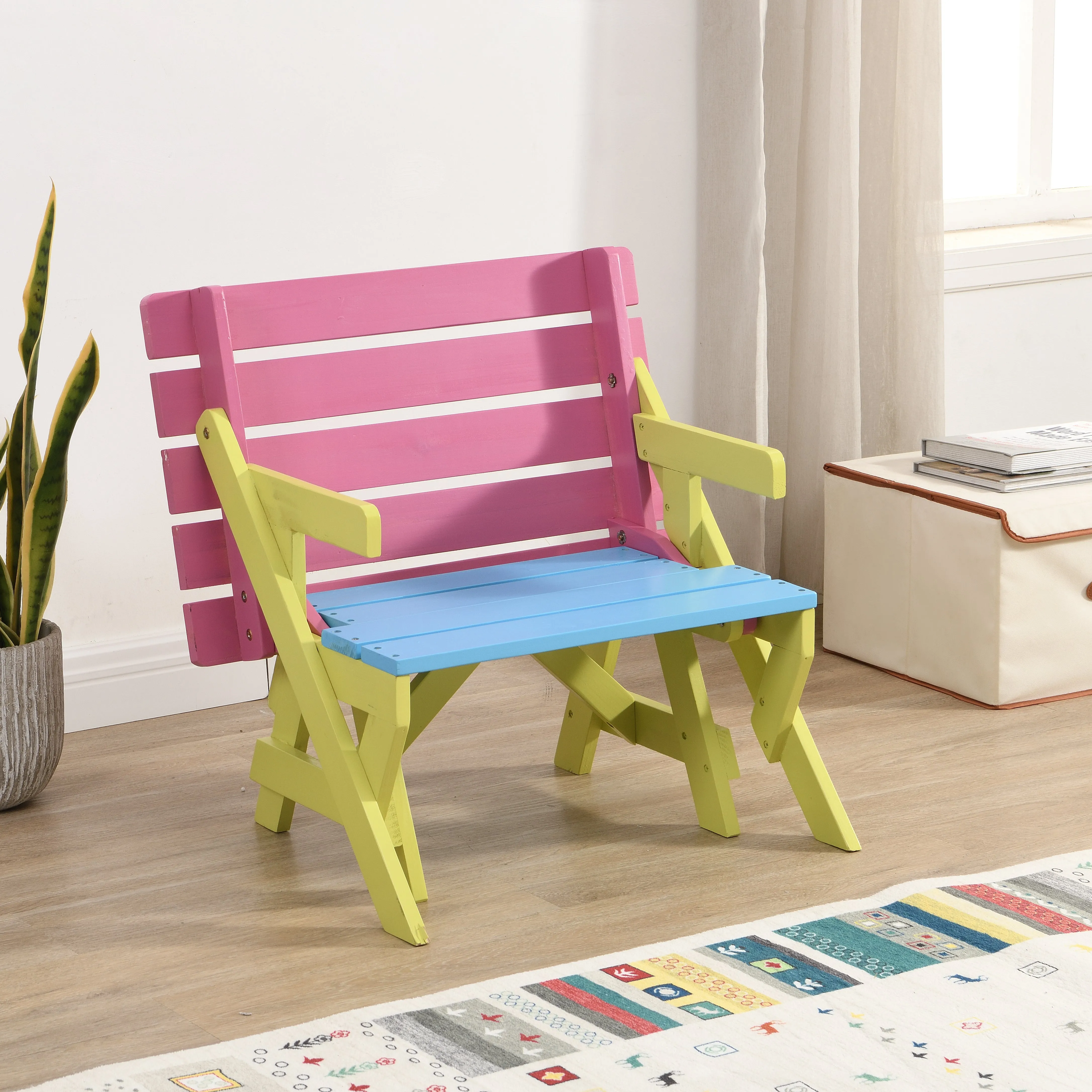 KID'S MULTI-FUNCTIONAL ARM CHAIR,TABLE  2 BENCHES (All-in-one)