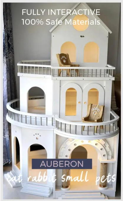 Lavish Luxury CAT & RABBIT Castle Mansion House fully interactive high quality pet palace