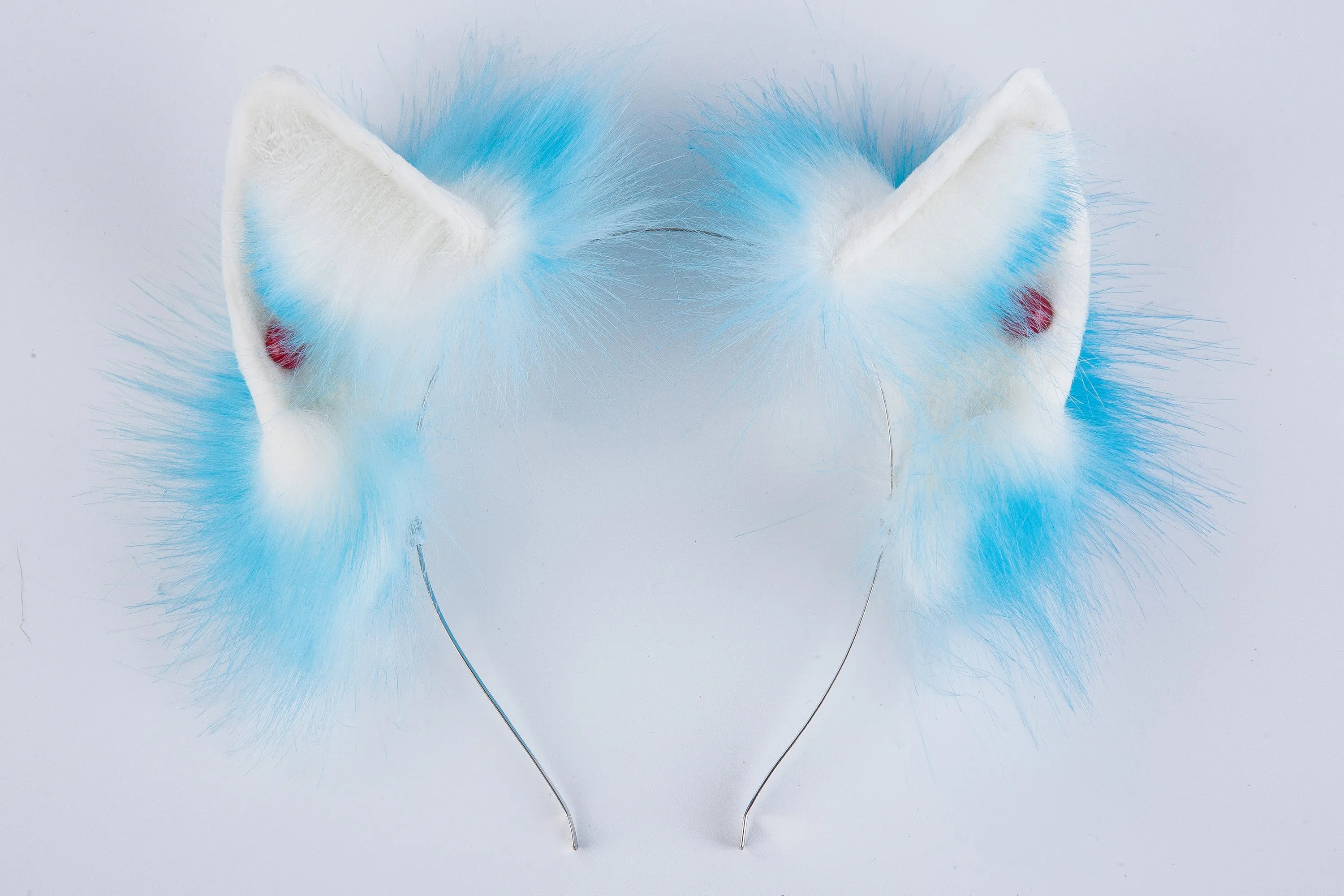 light blue white wolf ear headband kitten ear blue white cat ear fox ear fur ear cosplay ear neko ear faux ears fox costume cat costume kawaii fox ears sex