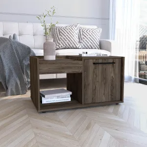 Lyon Coffee Table, Single Door Cabinet, One Open Shelf -Dark Walnut