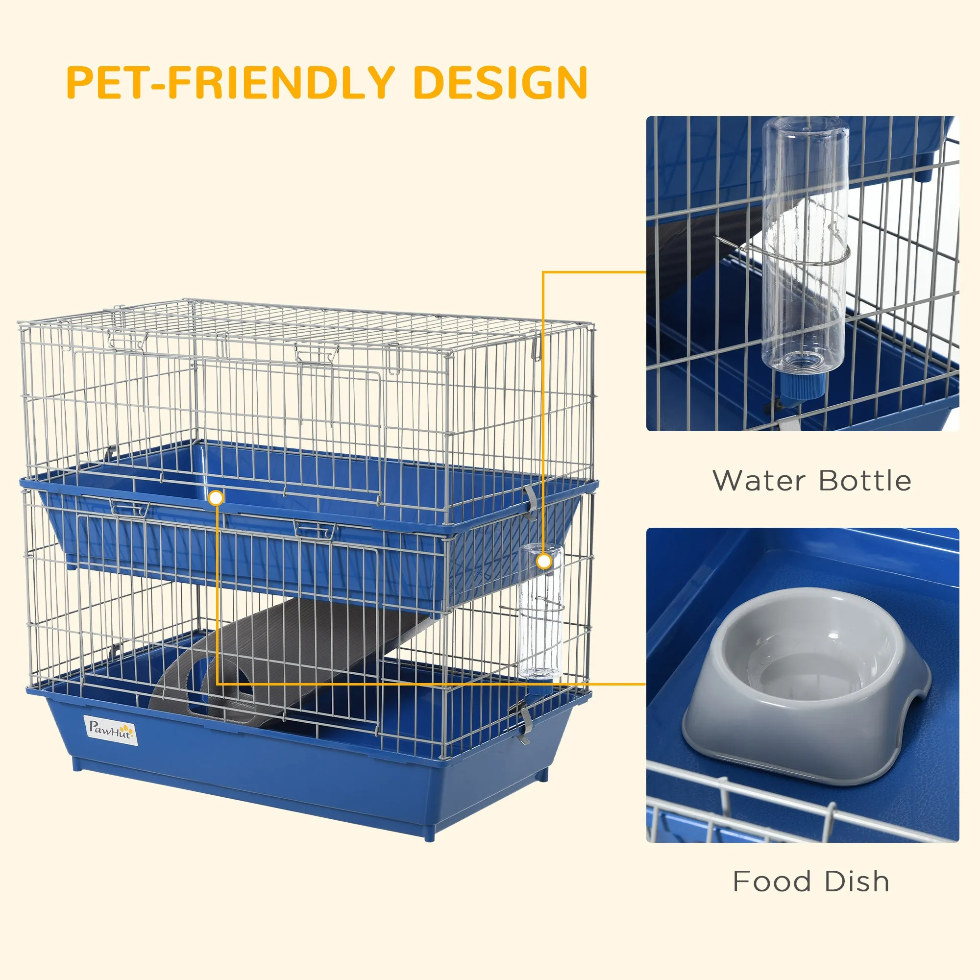 Metal 2-Tier Small Animal Cage Blue