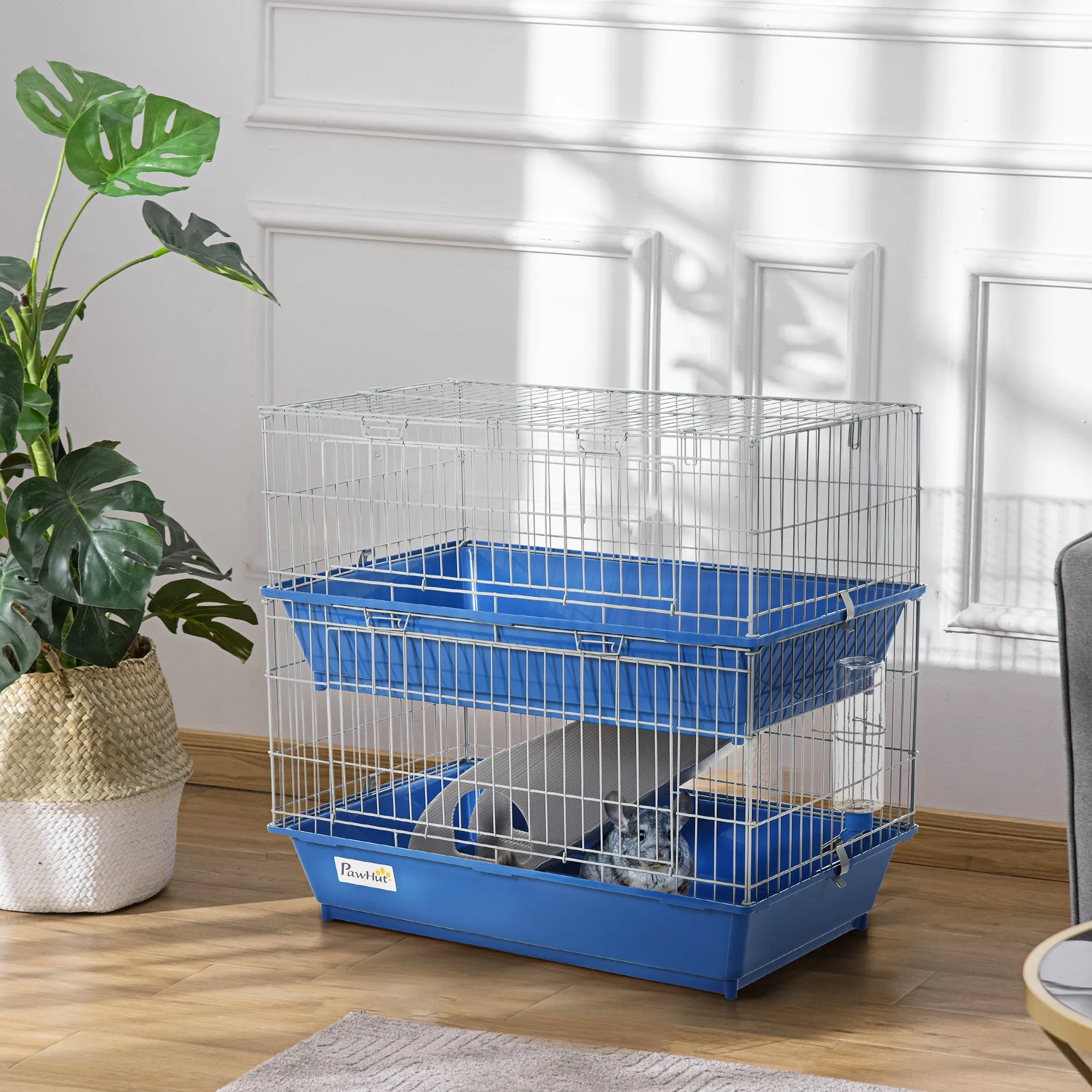 Metal 2-Tier Small Animal Cage Blue