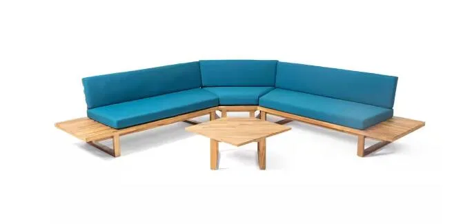 MIRABELLE 5 SEATER SECTIONAL SOFA SET WITH CUSHIONS, DARK TEAL