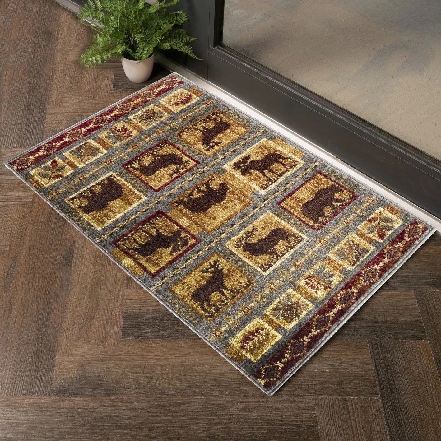 Nature's Nest GC_CBL3004 Multi 7 ft. 10 in. x 10 ft. 3 in. Lodge Area Rug