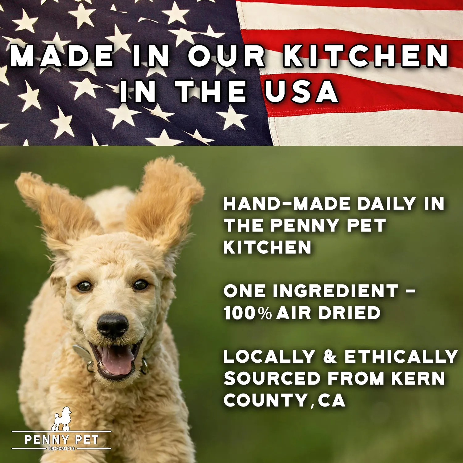 Penny Pet Kitchen Made Sweet Potato (3 Sizes) - CCOF Organic - USA Local Farmers - 100% Natural - 1 Ingredient