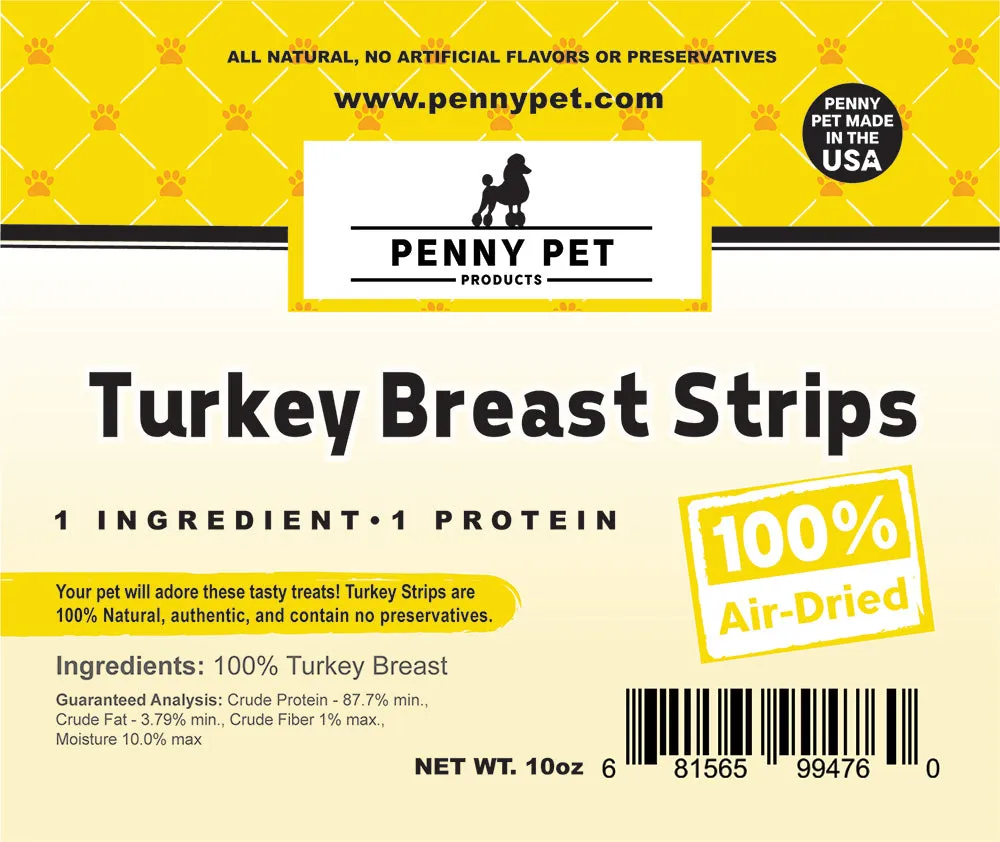 Penny Pet Made 100% Ground Turkey Strips - SMALL/SENIOR DOG APPROVED