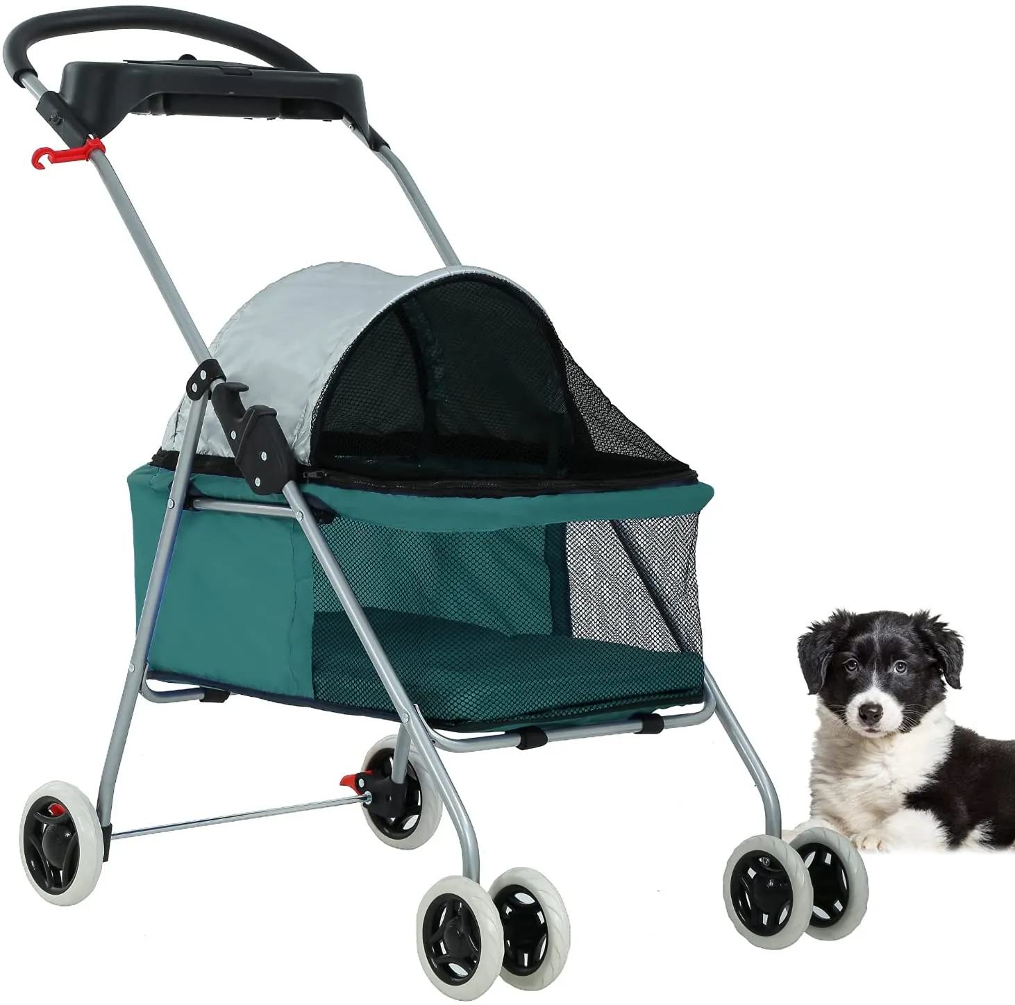 Pet Stroller 4 Wheels Posh Folding Waterproof Portable Travel Cat Dog Stroller with Cup Holder