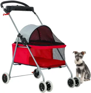 Pet Stroller 4 Wheels Posh Folding Waterproof Portable Travel Cat Dog Stroller with Cup Holder