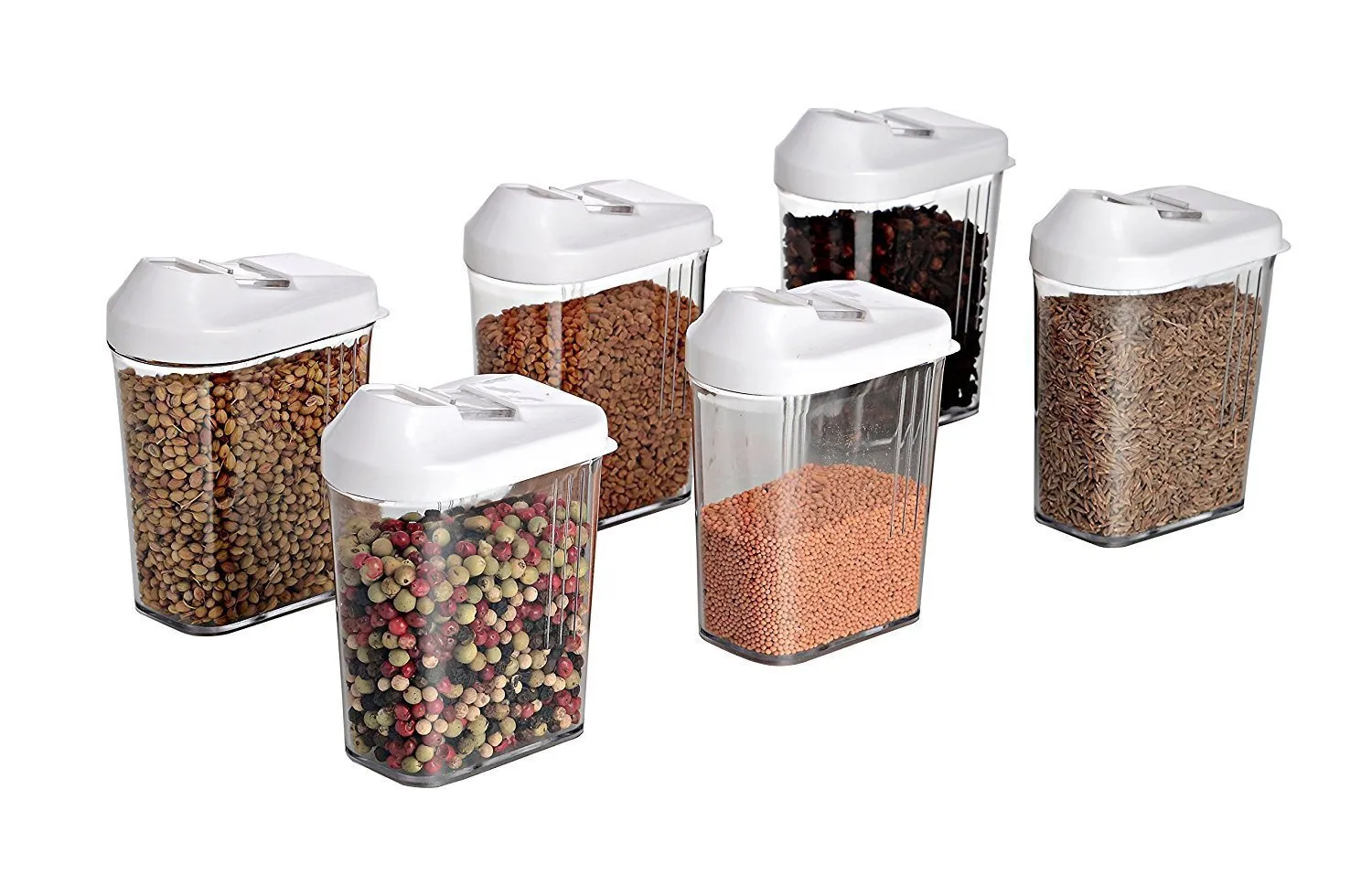 Plastic Easy Flow Storage Jar with Lid (750ml, Set of 6)