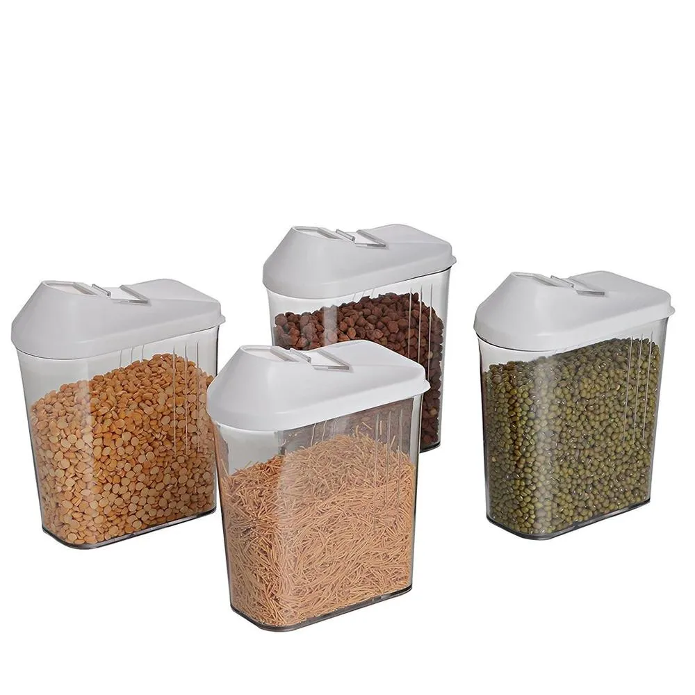 Plastic Easy Flow Storage Jar with Lid (750ml, Set of 6)