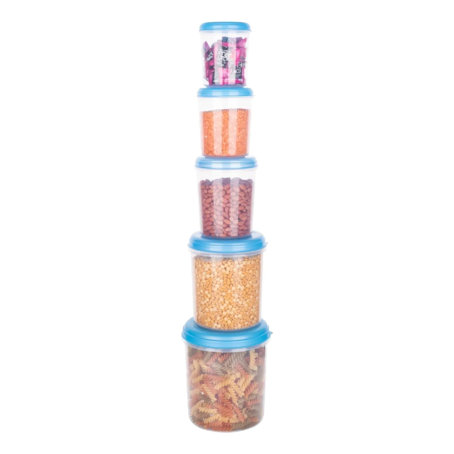 Plastic Transparent Container Air Tight Dabba Set (3000ml, 2000ml, 1000ml, 750ml, 500ml)