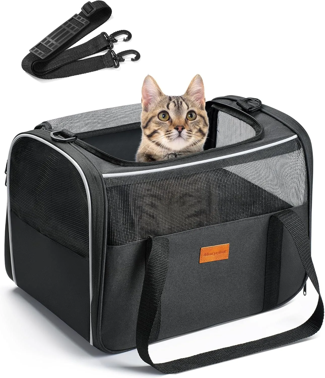 Portable Pet Bag - Folding Fabric Pet Carrier with Locking Safety Zippers, Airline Approved