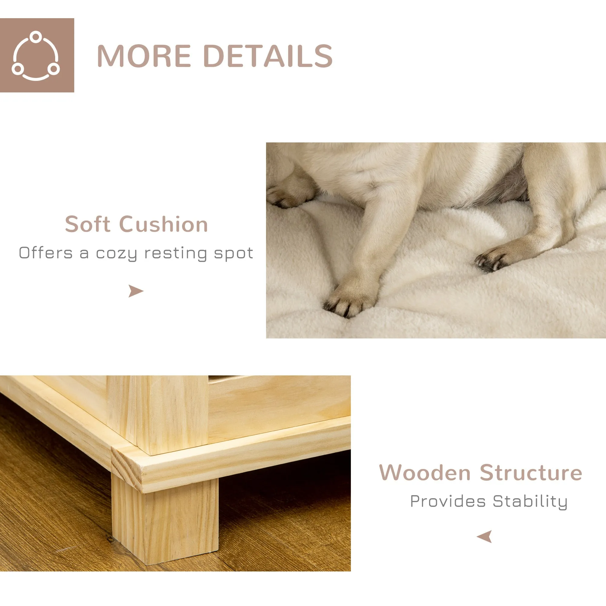 Wooden Dog Crate End Table w/ Soft Washable Cushion, for Medium Dogs