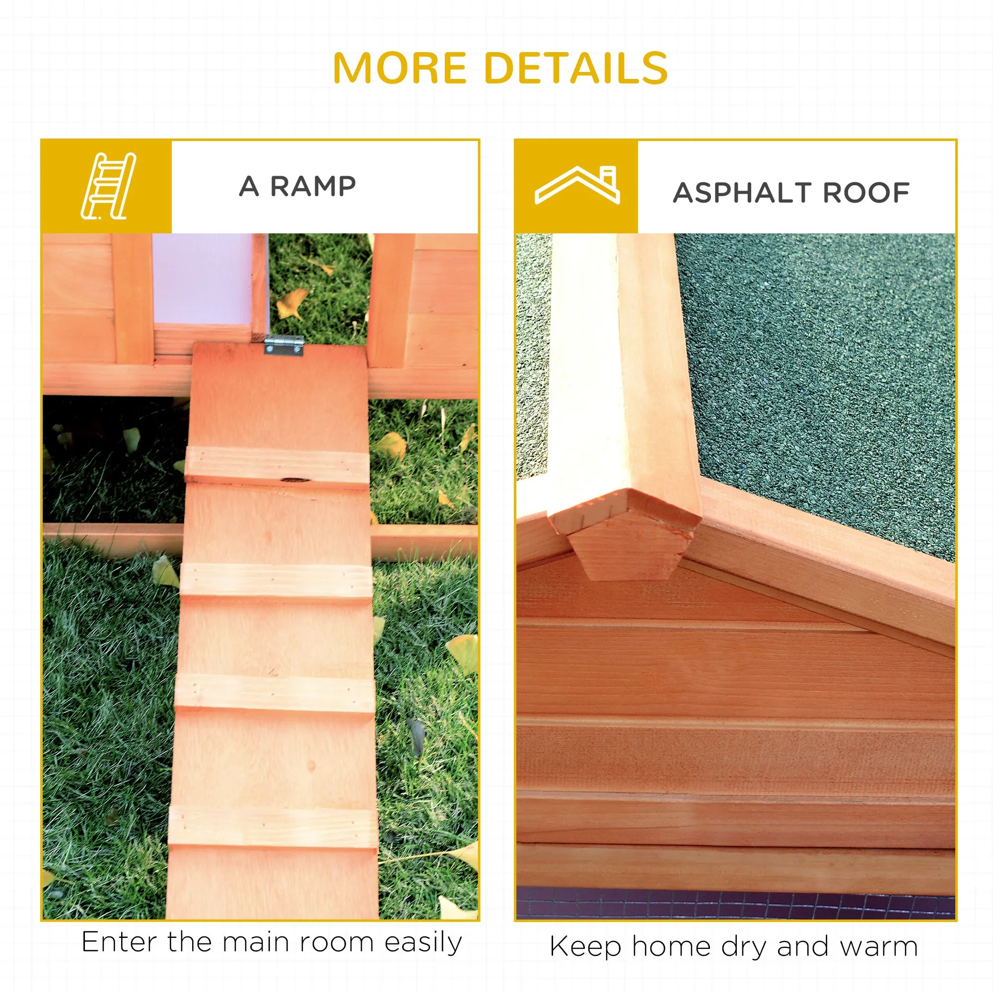 Wooden Rabbit Hutch Outdoor Run, Guinea Pig Hutch, Two-Storey Bunny House, Pet Habitat Animal Cage with Ramp, 309 x 79 x 86 cm