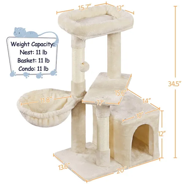 Yaheetech  34.5″ Height Cat Tree with Condo