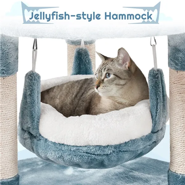 Yaheetech 45.5in Ocean-Themed Cat Tree Multi-Level Cat Tower