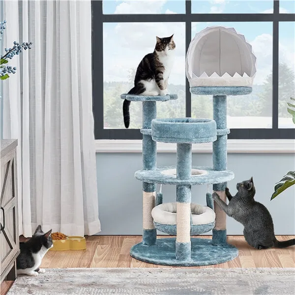 Yaheetech 45.5in Ocean-Themed Cat Tree Multi-Level Cat Tower